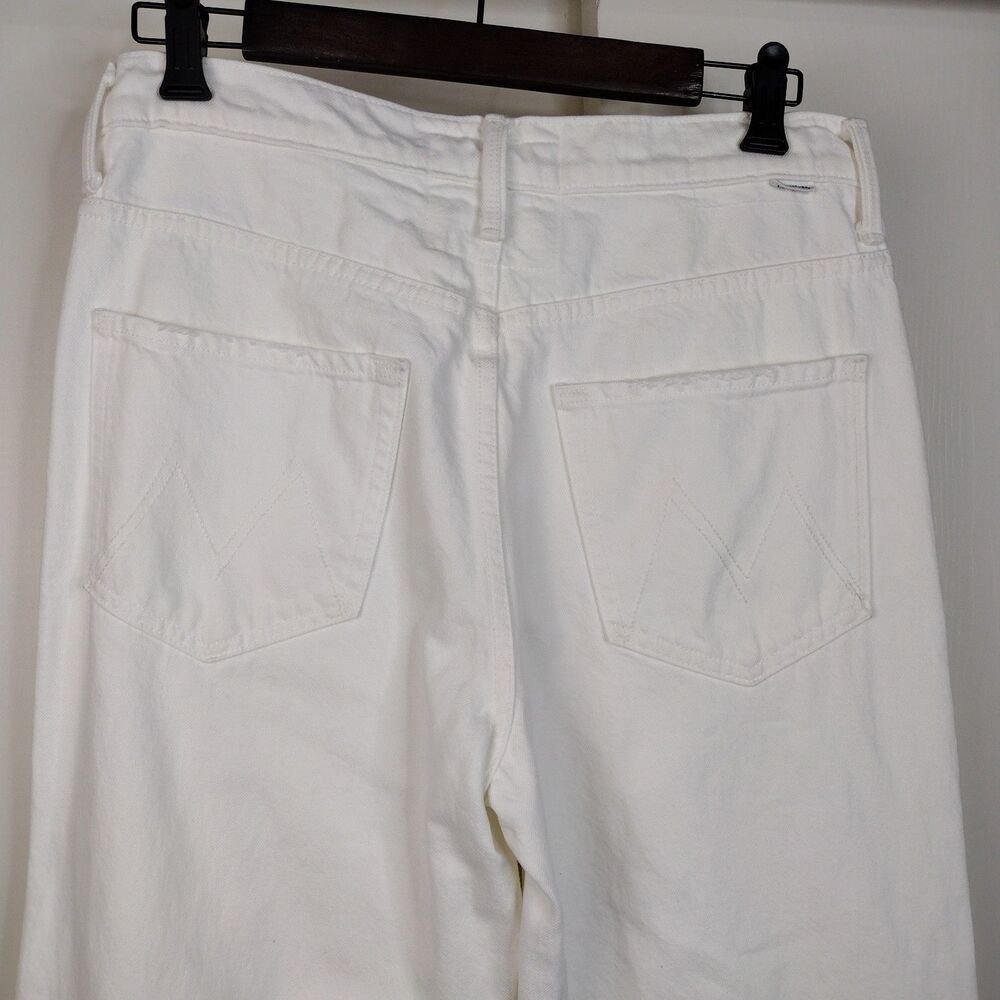 Mother The Ditcher Roller Zip Ankle Jeans In Picket Fence Womens Size 28 White